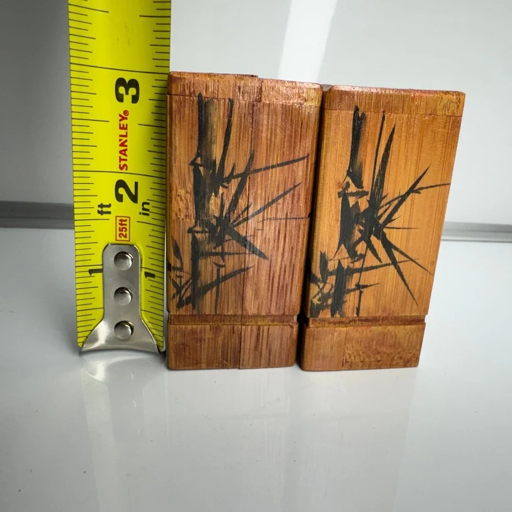 Vintage Bamboo Boxes Set of 2 Hand Painted Bamboo Art‎ Decor Storage